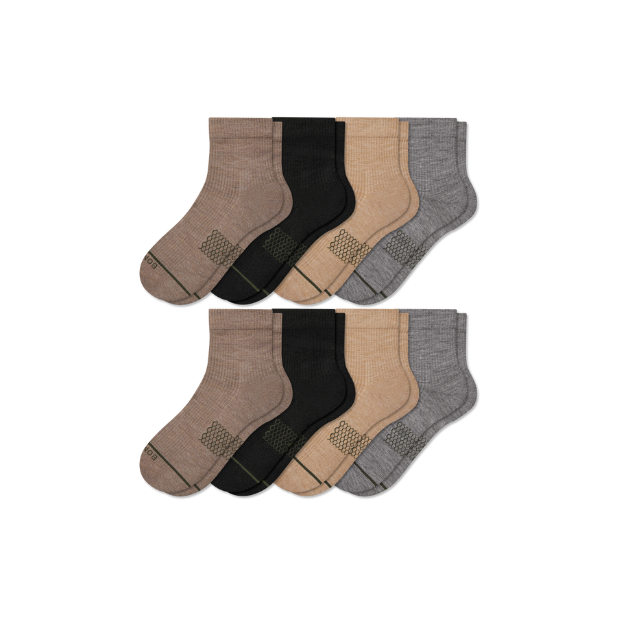 Men's Merino Wool Blend Modern Rib Quarter Sock 8-Pack - Cozy Home Rotation