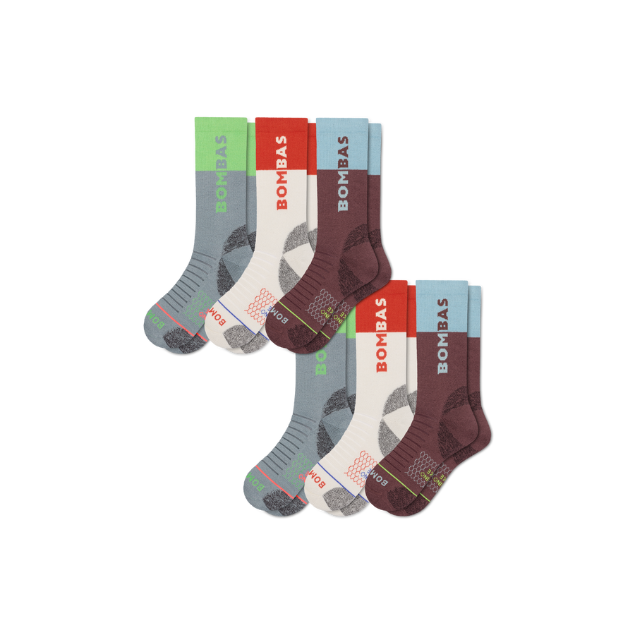 Men's Merino Wool Blend Hiking Calf Sock 6-Pack - Trail Crew Move
