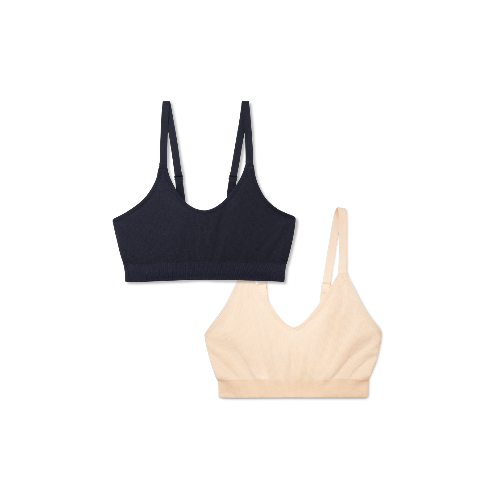 Women's Seamless Scoop Bralette 2-Pack - Wheat x Midnight Navy L
