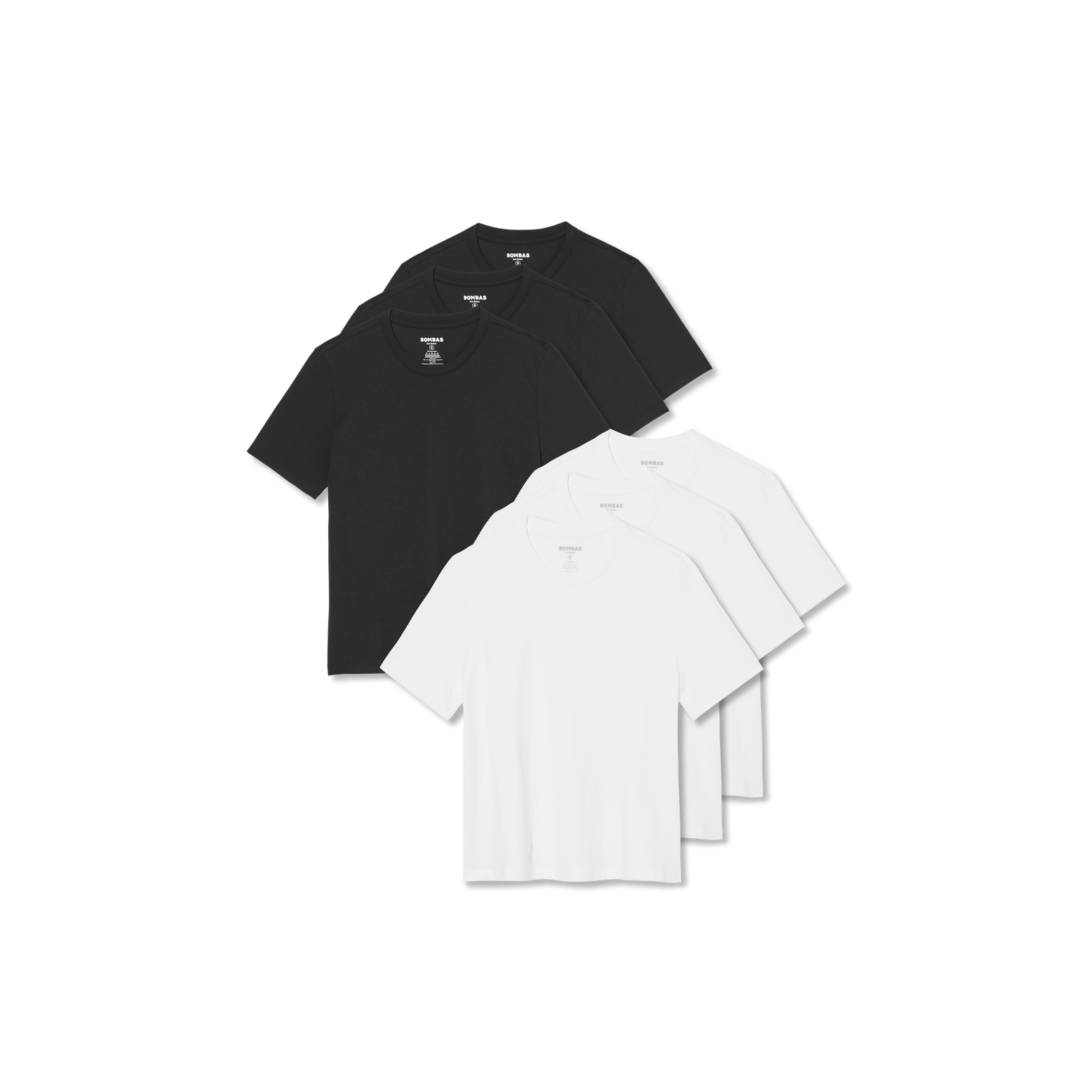 Women's Pima Cotton Crew Neck T-Shirt 6-Pack - White Black L [8530]