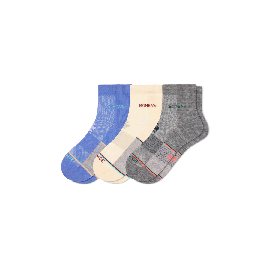 Women's UltraLite Sport Merino Wool Blend Quarter Sock 3-Pack - Comfort School Rotation