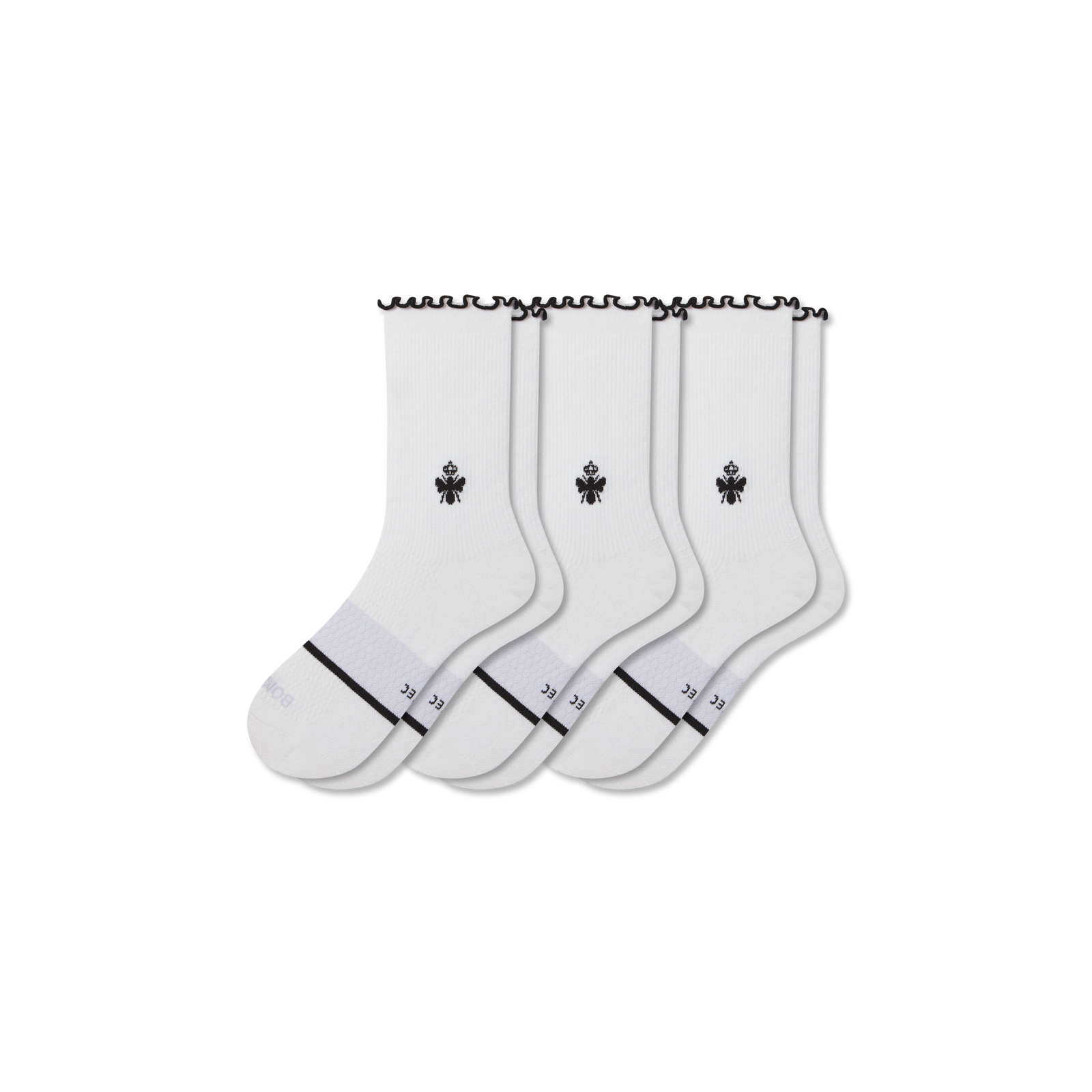 Womenâ€™s Ruffle Sport Half Calf Sock 3-Pack - white L