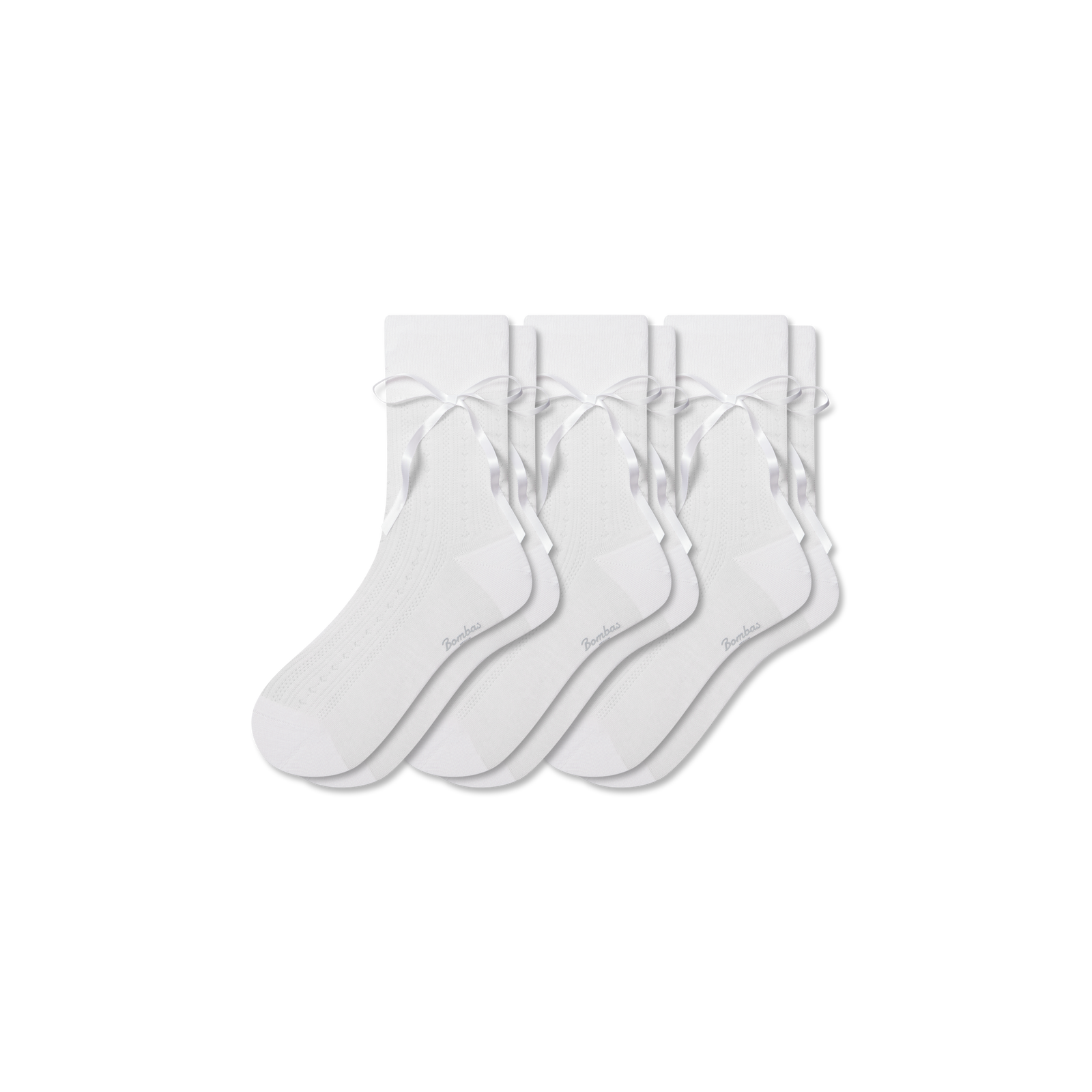 Womenâ€™s Pointelle Bow Half Calf Sock 3-Pack - White L
