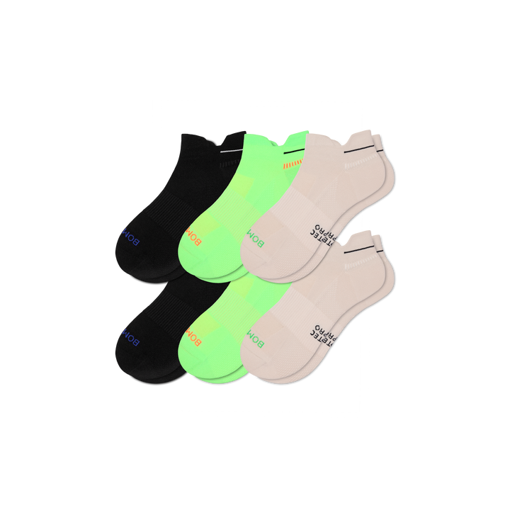 Men's RunPro Ankle Sock 6-Pack - white lime mix L