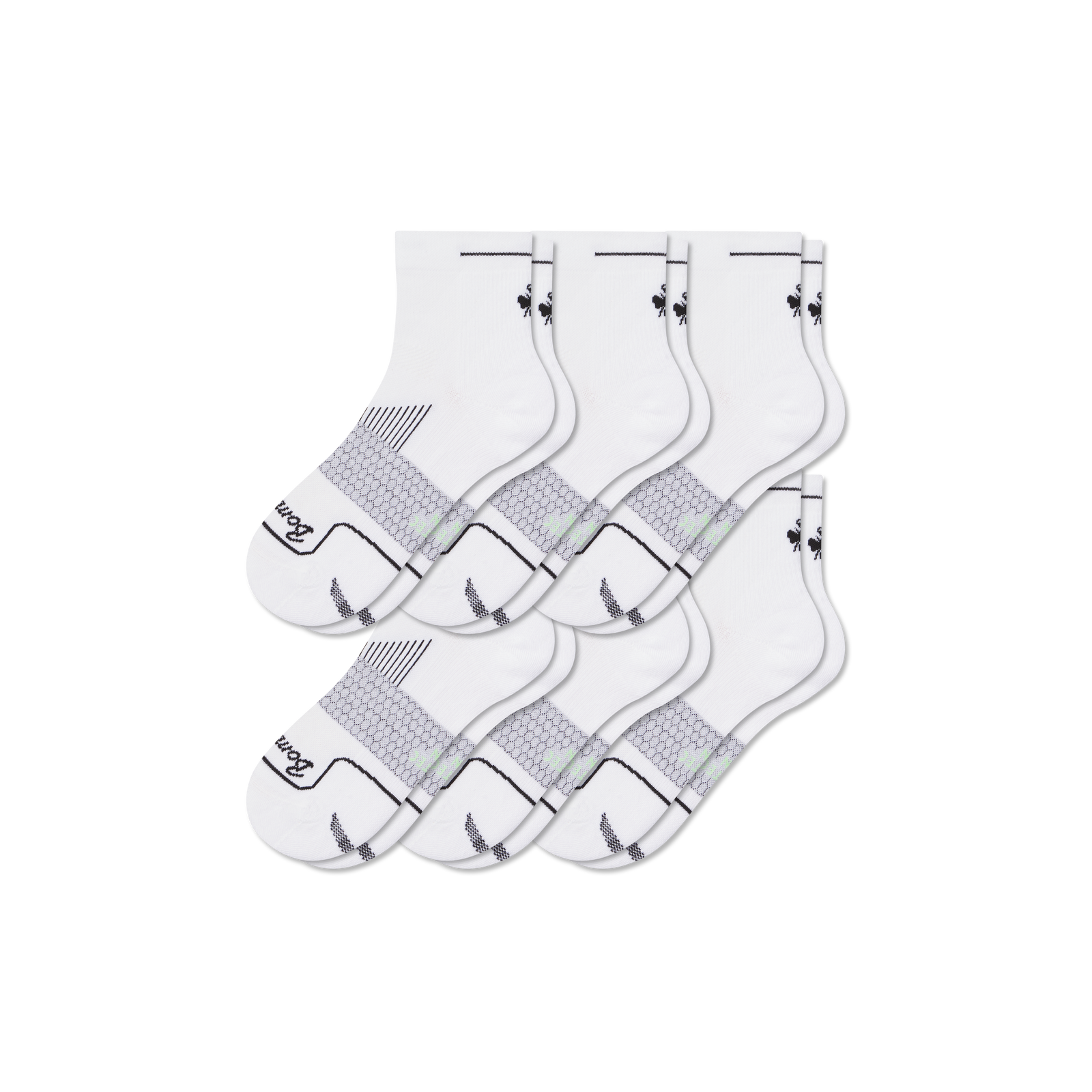 Men's Running Quarter Sock 6-Pack - White Mix