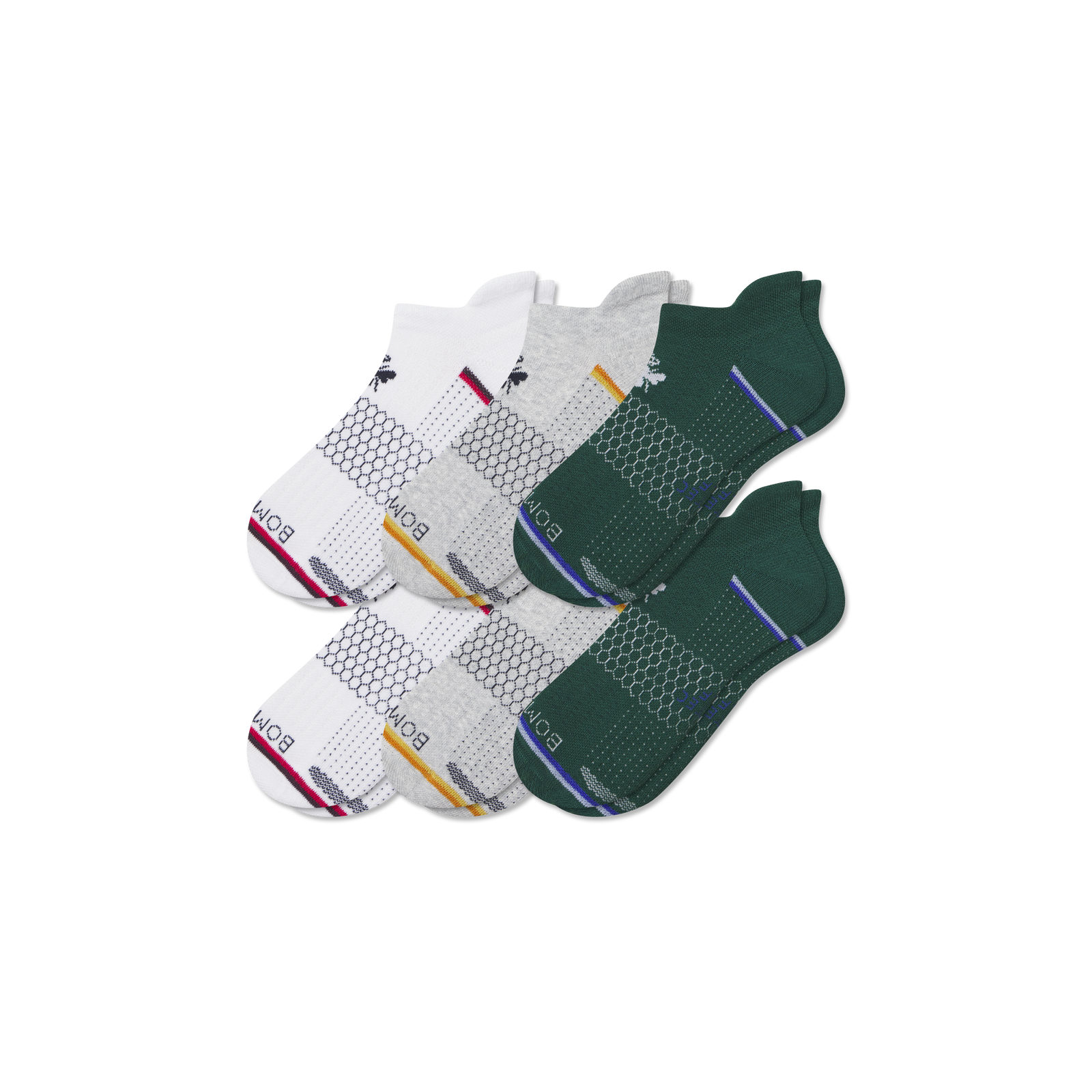 Men's Golf Ankle Sock 6-Pack - White Vivid Red Mix